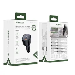 Автомобільний зарядний пристрій Acefast B18 200W(2USB-C+USB-A)fast car charger Black (6974316285953) - мініатюра 2