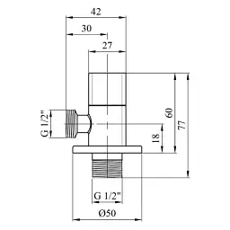 Кран приладовий кутовий Karro KR-03123 New латунь 1/2"х1/2" Хром 30412 - мініатюра 2
