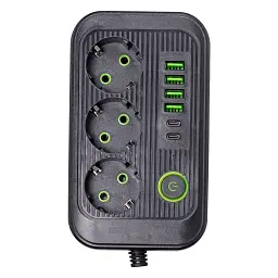 Мережевий фільтр-подовжувач Yiwu HP-5-20 LUXE F016U на 3 розетки 6 USB 3,8 метри чорний 