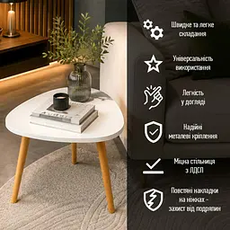 Столик журнальний трикутний SW-00003365 інтер'єрний 40x40x31 см Білий - мініатюра 6