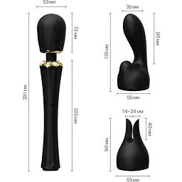 Вібромасажер із насадками Zalo Kyro Wand Obsidian Black - мініатюра 3