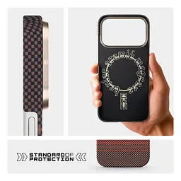 Защитный чехол для Apple iPhone 17 Pro, BlackIcon Kevlar MagCase, кевларовый, разноцветный, панель, накладка с поддержкой MagSafe, противоударный, защита всего корпуса, усиленные углы, совместим с беспроводной зарядкой, ArmorStandart (ARM90154) - мініатюра 7