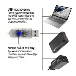 Гірлянда ColorWay Роса LED 50 5 м 8 функцій різнокольорова USB (CW-G-50L5NUMC) - мініатюра 11