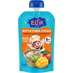 Фруктовая каша Elfik Magic из яблок, мультизлаковой каши и манго 110 г