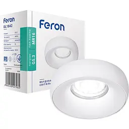 Світильник точковий Feron DL1842 MR16 G5.3 білий матовий круг (40040)