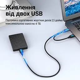 Y-подібний кабель Vention CQPBD USB 3.0 USB-A - Micro-B 0,5 м чорний (CQPBD) - мініатюра 2
