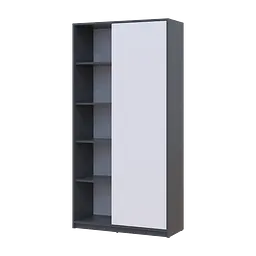 Розпашна Шафа Doros Студент Графіт/Білий 90х38х180 (44900273) - мініатюра 3