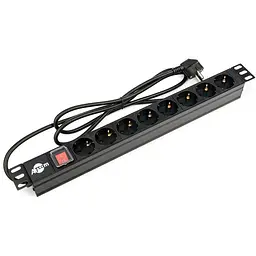 Силовий блок 19" 8 розеток, кабель 2.0m мідь 1.5мм, з вимикачем Atcom (AT1821)