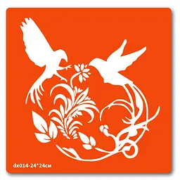 Трафарет для біо-тату Пташки Fresh Tattoo dx014-24*24см, розмір 24 х 24см