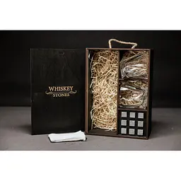 Подарунковий набір Whiskey Stones камені для віскі 9 штук + інструкція + щипці + мішечок для зберігання + 2 склянки - мініатюра 2