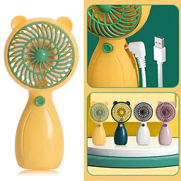 Портативний ручний вентилятор Handy Mini Fan JX-998 на акумуляторі з ручкою міні ветродуйка 2,5Вт Жовтий - мініатюра 7