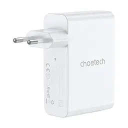 Мережевий зарядний пристрій Choetech PD9002 PD100W GAN USB-A+3xUSB-C White (43-00172) - мініатюра 3