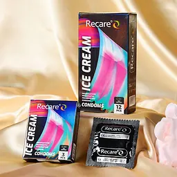 Презервативи Holographic Recare Ice Cream Big Dotted Condoms 3 шт, з пухирцями, аромат: морозиво - мініатюра 6
