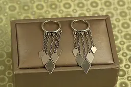 Сережки підвіски Xuping Jewelry П'ять ромбів 4,6 см сріблясті - мініатюра 2