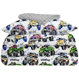 Комплект постільної білизни Cosas підлітковий BRAVE CARS 155 x 215 см (BraveCars_CellAshgrey_155)