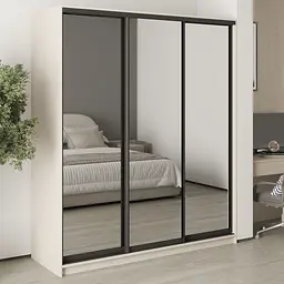 Шафа-купе тридверна MebelStar Уні BG 3 Дзеркала 180x45x210 см Кашемір (MBS-8151)