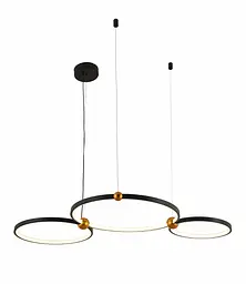 Люстра стельова LED Levistella 918LP453-C 300+400+500MM, 50W, чорний, акрил та метал, сучасний стиль