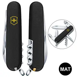 Ніж Victorinox Spartan Mat 91мм 12функ чорн.мат штоп жовт.лого