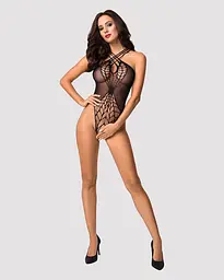 Бодістокінг з великою та дрібною сіткою Obsessive B118 teddy S/M/L, чорний, з доступом - мініатюра 3