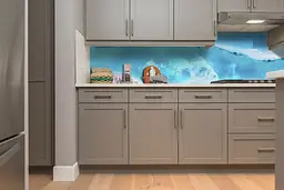 Кухонний фартух Happy Pocket Хвиля для кухні наклейка ПВХ золота рибка вода Море Блакитний 60х200 см Z180501 - мініатюра 5