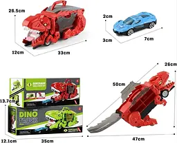 Автовоз трейлер динозавр трансформер Dino T-Rex 3в1 8 машинок червоний - мініатюра 7