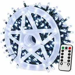 Новорічна LED - гірлянда мішура зелений дріт  Xmas «Краплі» 30 м 900 LED, Біла, 220В, з пультом ДК 