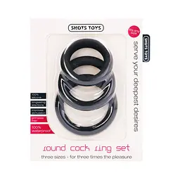 Набір ерекційних кілець ShotsToys Round Cock Ring Set, 3 шт (чорний) - мініатюра 2