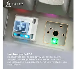 Бездротова механічна ігрова клавіатура Ajazz AK-820WP PRO White-Purple RGB Flying Fish Switch Hot-Swap 2.4G/Bluetooth/USB - мініатюра 10