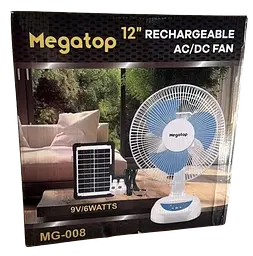 Вентилятор на сонячній батареї Megatop MG008 12" 6Вт USB 9V 4500мАч + 2 LED лампи з автообігом
