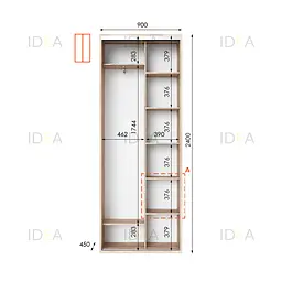 Шафа-купе Idea серія 10 90 x 45 x 240 см Дуб сонома Дзеркало - мініатюра 2