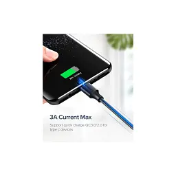 Дата кабель USB 2.0 AM to USB-C 0.25m 3A US287 black Ugreen (60114) - мініатюра 5