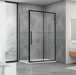 Душова кабіна Dusel DSL191B+DSL195B Black Matt 1200x800x1900, Чорний матовий, Універсальна, прозрачний, Чорний матовий, 120x80
