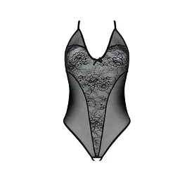 Боді з ажурним декором та відкритим кроком Passion Ursula Body black L/XL - мініатюра 3