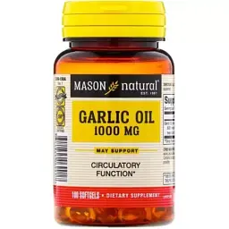 Трави Mason Natural Часникова олія 1000 мг, Garlic Oil, 100 гелевих капсул (MAV-06991)