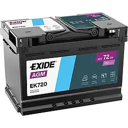 Автомобільний акумулятор EXIDE START-STOP AGM 6СТ-72Ah АзЕ 760 (EN) EK720 - мініатюра 2