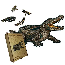 Деревянный пазл puzzlean Мозаика крокодила, А3, Деревянная коробка 200 элементов