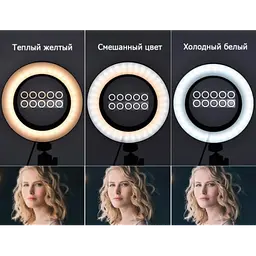 Кільцева LED-лампа 16 см селфі кільце для блогера СО ШТАТИВОМ - мініатюра 6