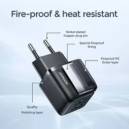 Адаптер мережевий JOYROOM Mini dual port smart fast charge L-2A121 2USB зарядне чорне - мініатюра 6