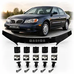 Дефлектор капота мухобойка Nissan Maxima (A33) 1999-2004 Євро Кріплення Vip Tuning (NS48)