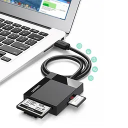 Card Reader USB 3.0 SD/TF/CF/MS 4 в 1 кабель 0.5м CR125 Ugreen - мініатюра 4