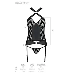 Сітчастий комплект із візерунком Passion Hima CorSet black L/XL - мініатюра 7