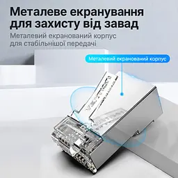 Модульный штекер для витой пары Vention 10 шт. коннектор RJ45 Cat.6 FTP с экранированием для монтажа нужны обжимные клещи для жил 23–26 AWG диаметр отверстия для жилы 1,1 мм для однопроволочных и многопроволочных жил позолоченные контакты прозрачный (IDCR0-10) - миниатюра 3