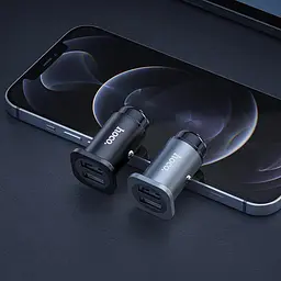 Адаптер автомобільний HOCO Wise road dual port car charger set NZ4 2USB, 4.8A - мініатюра 5