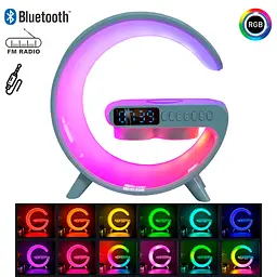 Настільний смарт нічник RGB світильник з бездротовою зарядкою Bluetooth колонка G11 15W BT - мініатюра 2