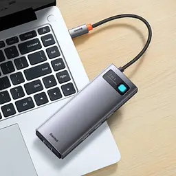Usb-C адаптер Baseus Adapter Metal Gleam Series 7in1 Type-C To HDMIx2 + Usb3.0x3 + PD + RJ45 - мініатюра 4