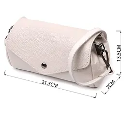 Шкіряна сумка з трикутним клапаном Vintage 22255 біла - мініатюра 5