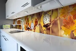 Кухонний фартух Осінній Час для кухні наклейка ПВХ жовте листя осінь 60х250 см Happy Pocket Z180534