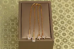 Сережки протяжки Xuping Jewelry зірочки з дрібними каменями золотисті
