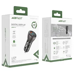 Автомобільний зарядний пристрій ACEFAST B6 metal 63W (USB-A+USB-C) with digital display - мініатюра 2