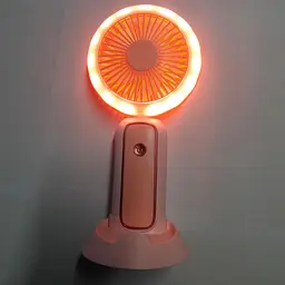 Портативний мінівентилятор Mini Portable Fan 3 Вт із підсвіткою і підставкою для телефона, рожевий, настільний вентилятор - мініатюра 3